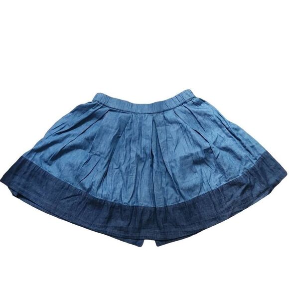 Maison Jules Women's Size Medium Blue Chambray Button Down Circle Skirt - Picture 6 of 6